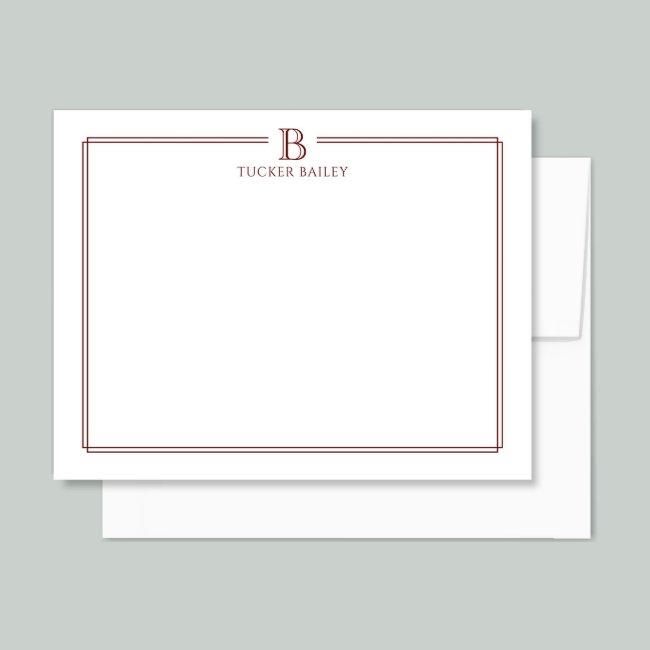 Personal Monogram Initial Stationery Dark Red Note Invitations