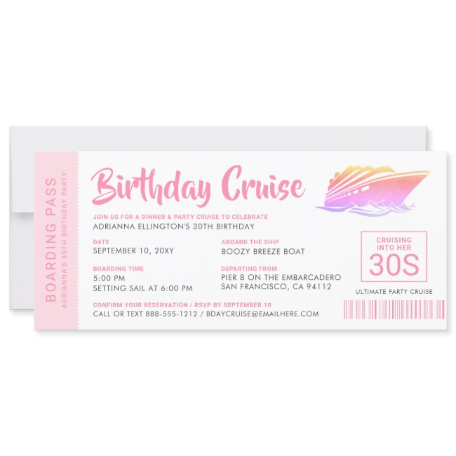 Personalized Birthday Cruise Boarding Pass Invite