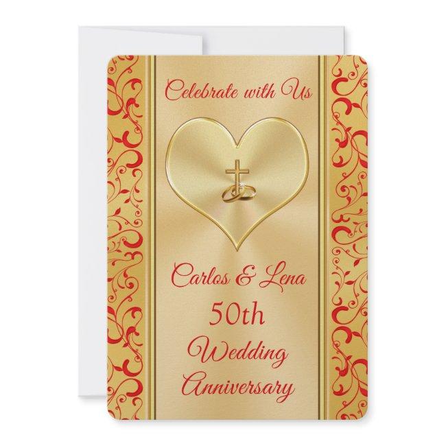 Personalized Christian 50th Anniversary Invitation