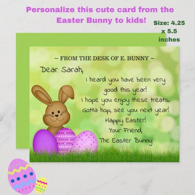 Personalized Easter Bunny To Kids Cute Fun Flat Sm Holiday Invitations