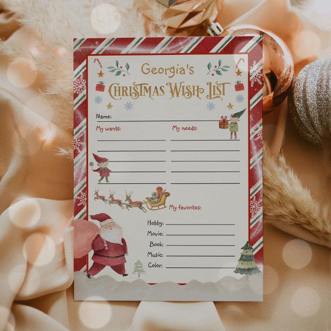 Personalized Santa Claus Christmas Wish List Invitation