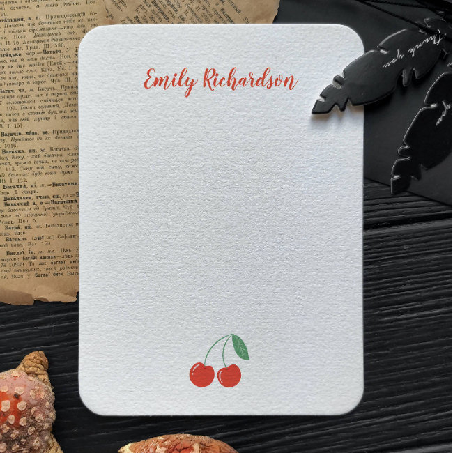 Personalized Sweet Cherry Note Invitations