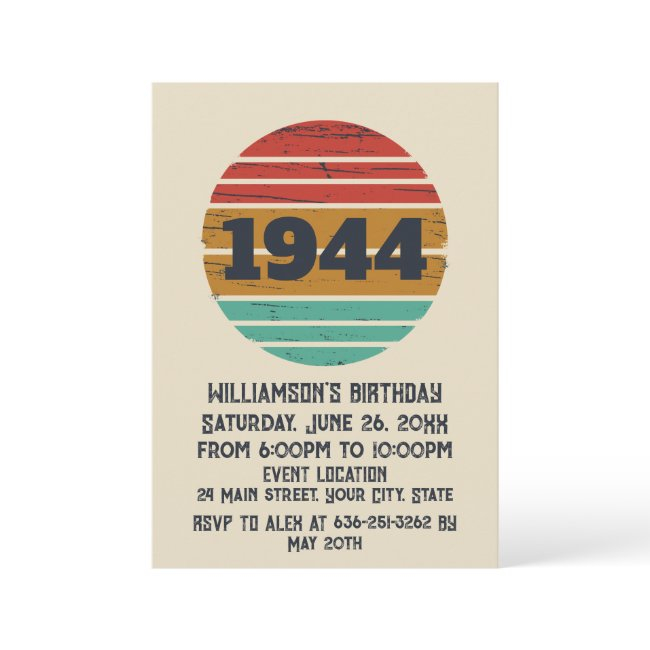 Personalized Vintage 80th Birthday Party Invitation