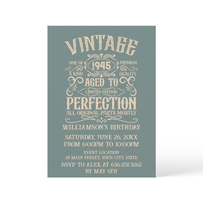 Personalized Vintage 80th Birthday Party Invitation