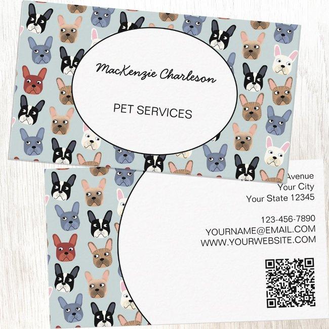 Pet Services French Bulldog Qr Code Business Invitations