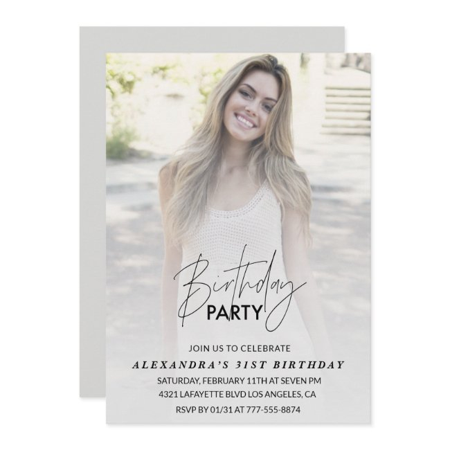 Photo 31st Birthday Invitation Birthday Party Grey