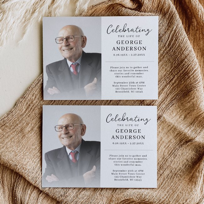 Photo Celebration Of Life Memorial Invitation