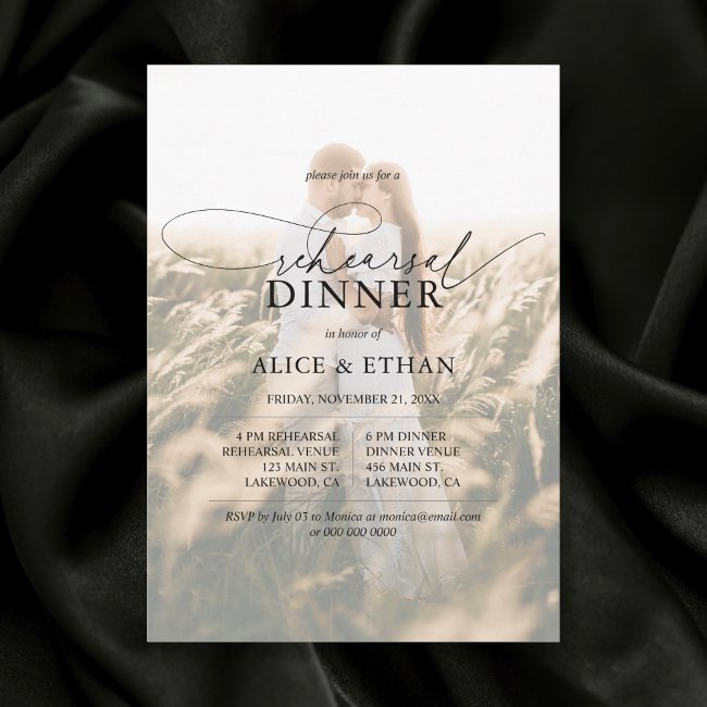 Photo Elegant Calligraphy Rehearsal Dinner Invitation