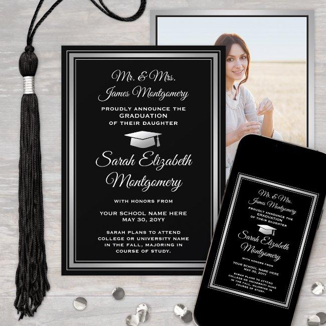 Photo From Parents Black And White Graduation Announcement