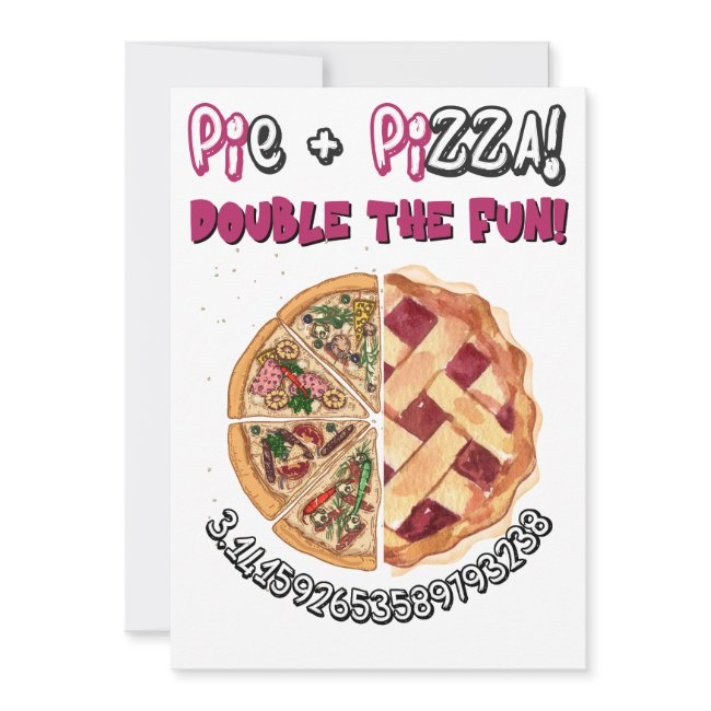 Pi Day Pie And Pizza Fusion Funny Meme! Holiday Invitations