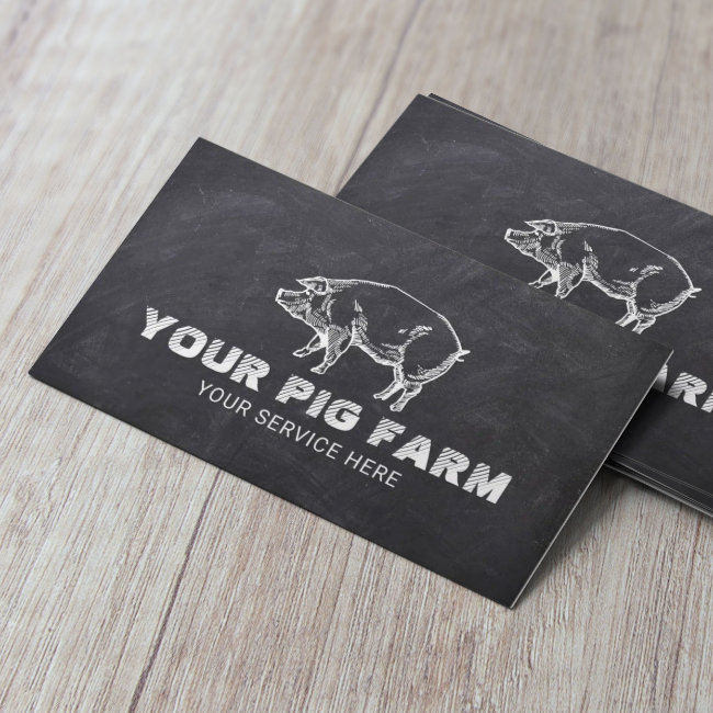 Pig Farm Livestock Pork Producer Rustic Chalkboard Business Invitations