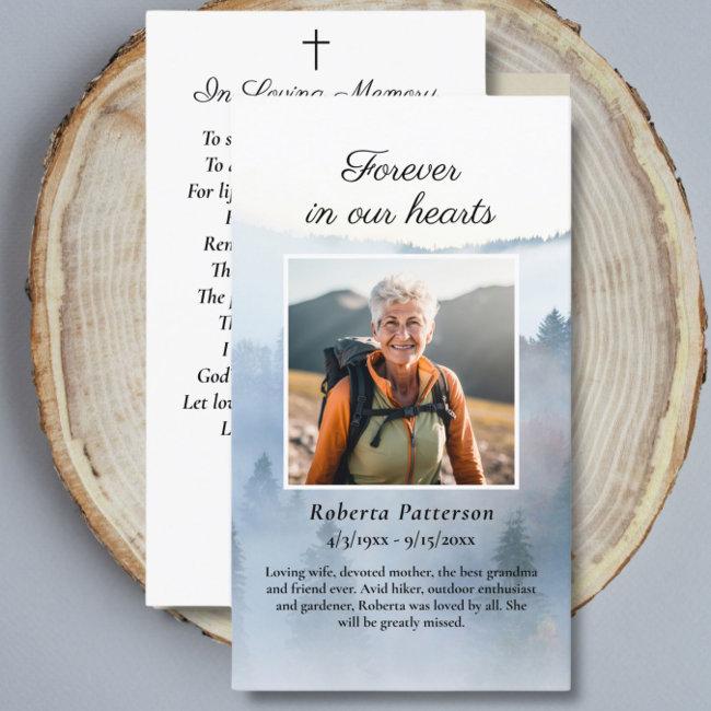 Pine Forest Nature Funeral Memorial Prayer Invitations