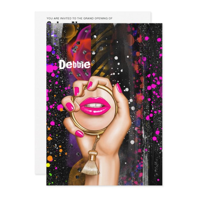 Pink And Gold Glam Chic Beauty Salon Grand Opening Invitation