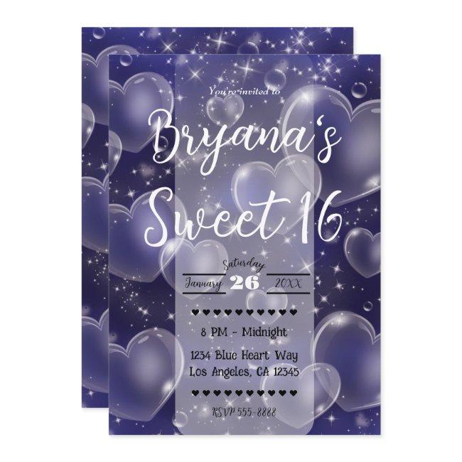 Pink Bubble Hearts Cute Girly 90's Birthday Party Invitation