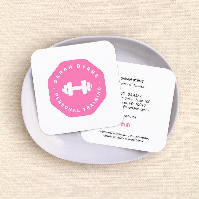 Pink Emblem Personal Trainer Training Business Ca Square Business Invitations