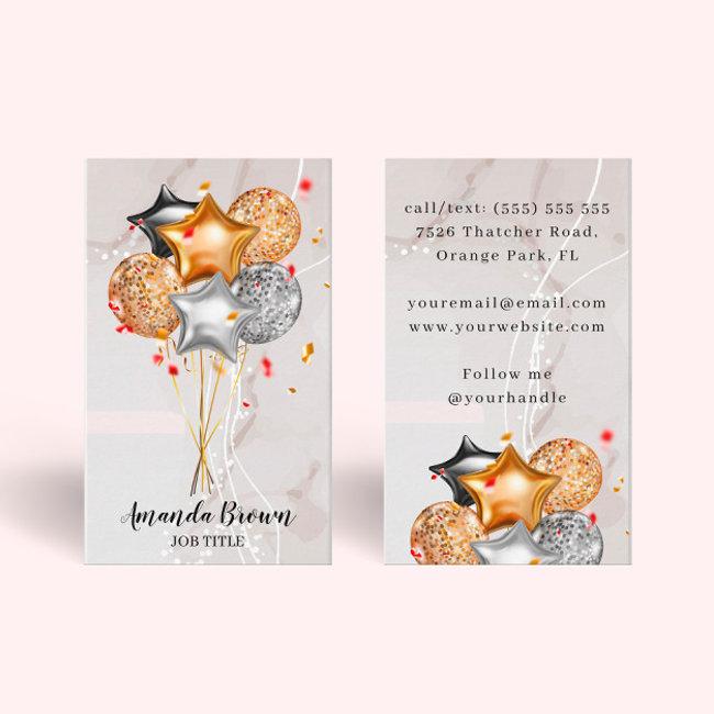 Pink Gold Black Event Planner Balloon Artist Business Invitations