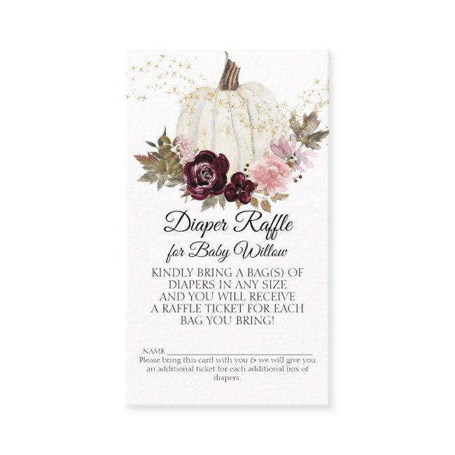 Pink Gold Burgundy Floral Pumpkin Diaper Raffle Business Invitations
