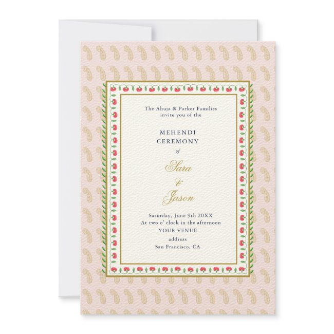 Pink & Gold Mehendi Ceremony Indian Invitation
