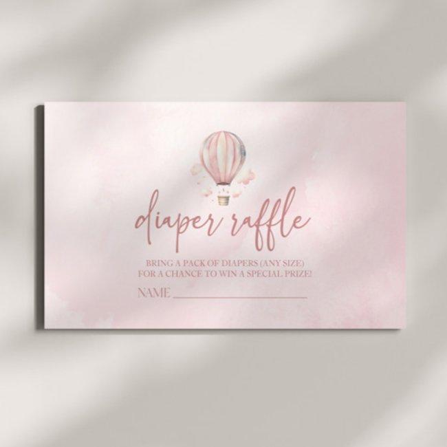 Pink Hot Air Balloon Baby Shower Diaper Raffle Enclosure Invitations