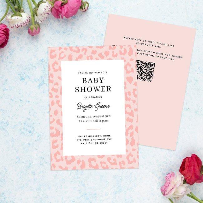 Pink Leopard Print Baby Shower Invitation