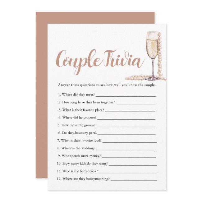 Pink Pearls & Prosecco Couple Trivia Bridal Game Invitation