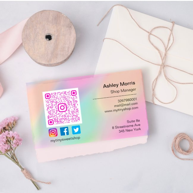 Pink Qr Code Logo Social Media Online Pastels Business Invitations