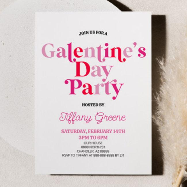 Pink Retro Galentine's Valentine's Day Party Invitation