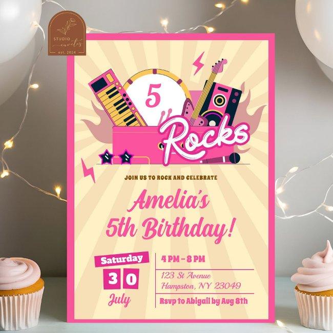 Pink Rocks Birthday Girl Invitation