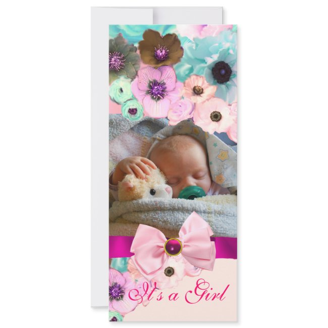 Pink Roses And Bow, Baby Shower Photo Template