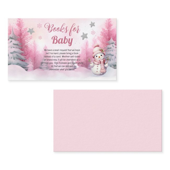 Pink Snowflake Girl Baby Shower Books For Baby Enclosure Invitations