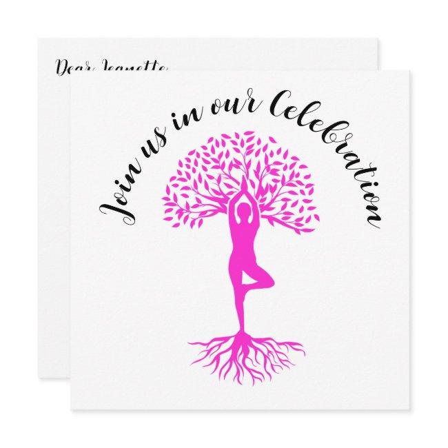 Pink Tree Of Life Breast Cancer Survivor Party Invitation