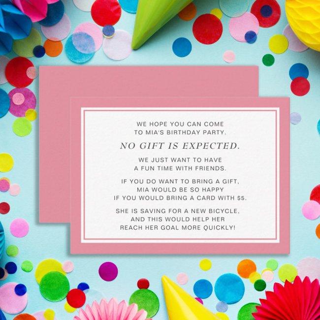 Pink White Fiver 5 Dollar Birthday Party Enclosure Invitations