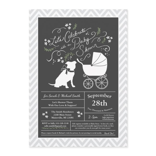 Pit Bull Dog Baby Shower Gender Neutral Pitbull Invitation