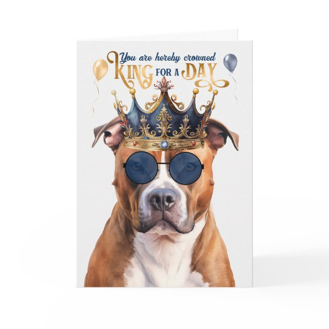 Pitbull Terrier Dog King For A Day Funny Birthday Invitations
