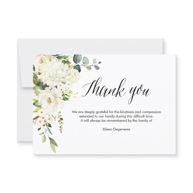 Pixdezines Alabaster Roses Bereavement Thank You Invitation