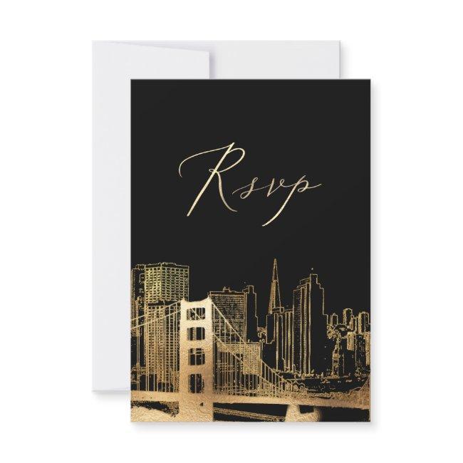 Pixdezines Rsvp San Francisco Skyline/faux Gold