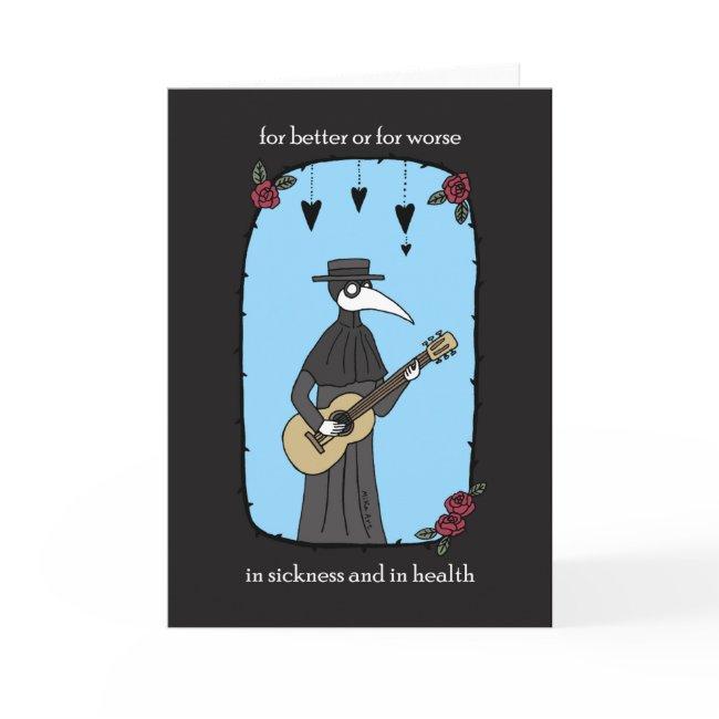Plague Doctor Playing Guitar Funny Goth Valentine Invitations