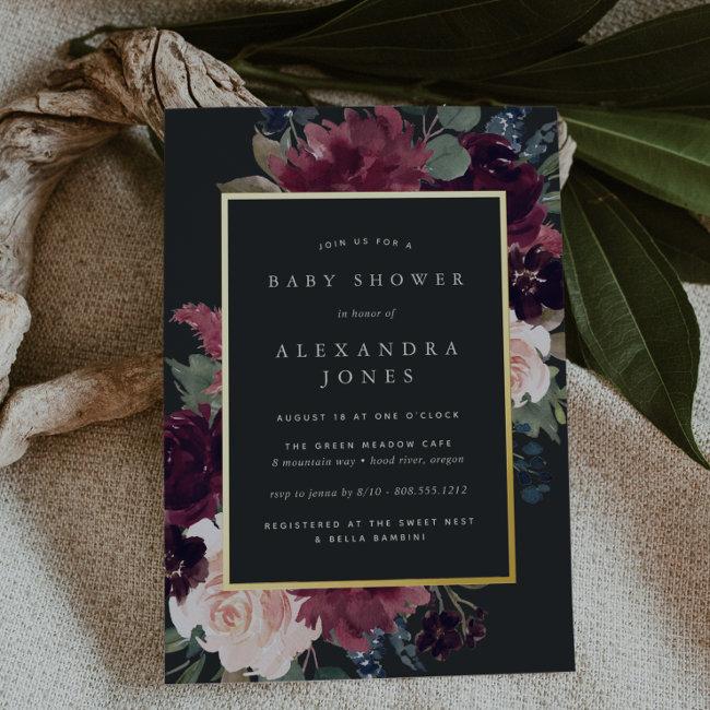 Plum Blossom Baby Shower Foil Invitation
