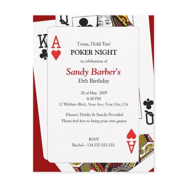 Poker Night - Texas Hold 'em Party Invitation