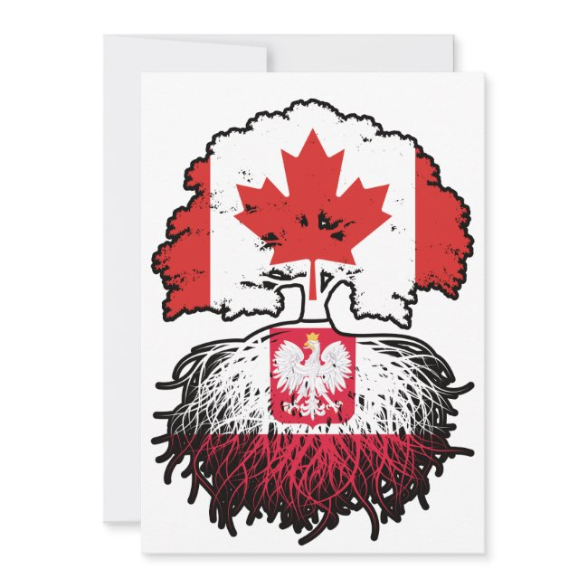 Poland Polish Canadian Canada Tree Roots Flag Invitation