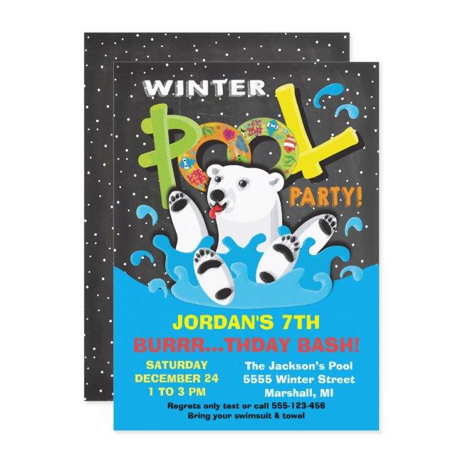 Polar Bear Winter Pool Party Plunge Invitation