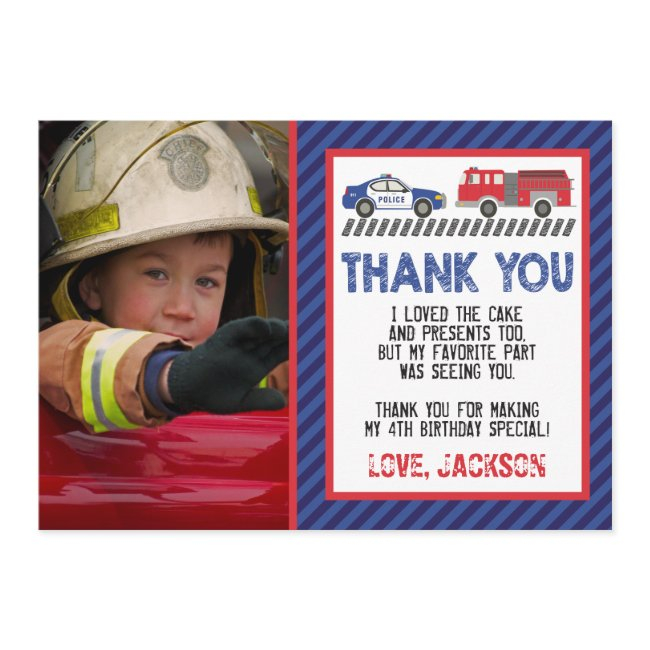 Police And Fire Thank You Invitations With Photo