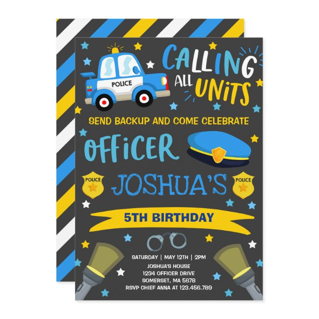 Police Birthday Invitation Police Officer Party
