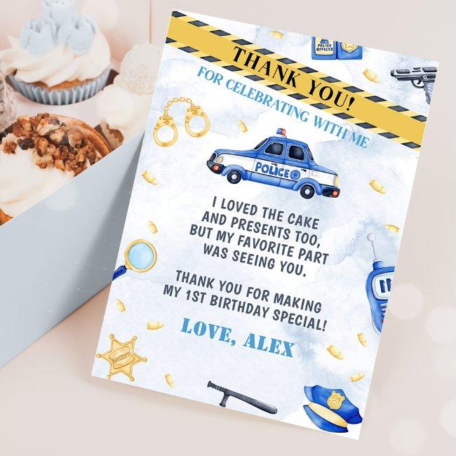 Police Boy Birthday Party Thank You Invitations