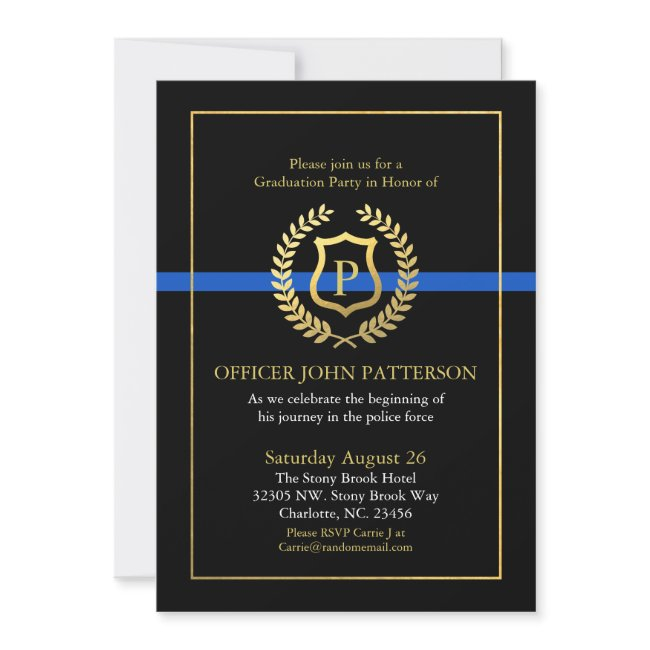 Police Graduation | Retirement Themed Monogram Invitation