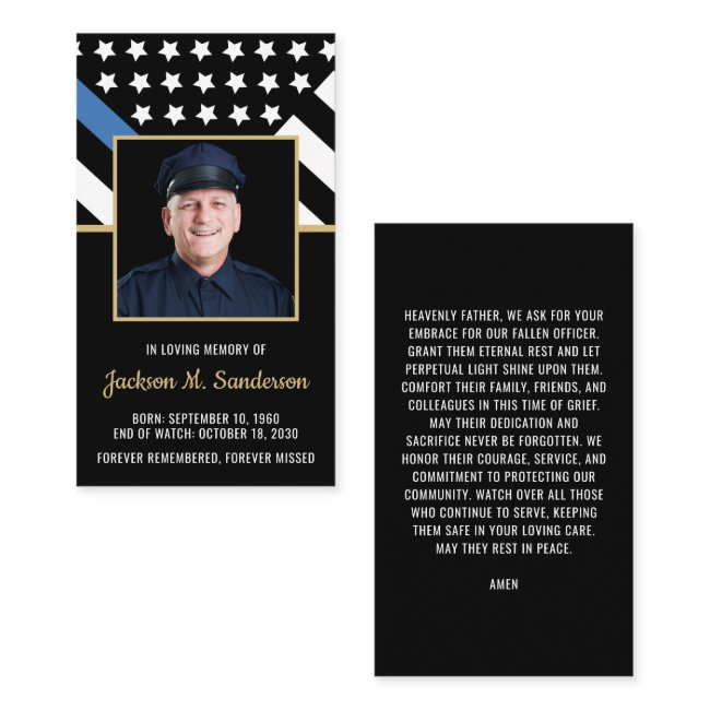 Police Officer Memorial Photo Prayer Invitations
