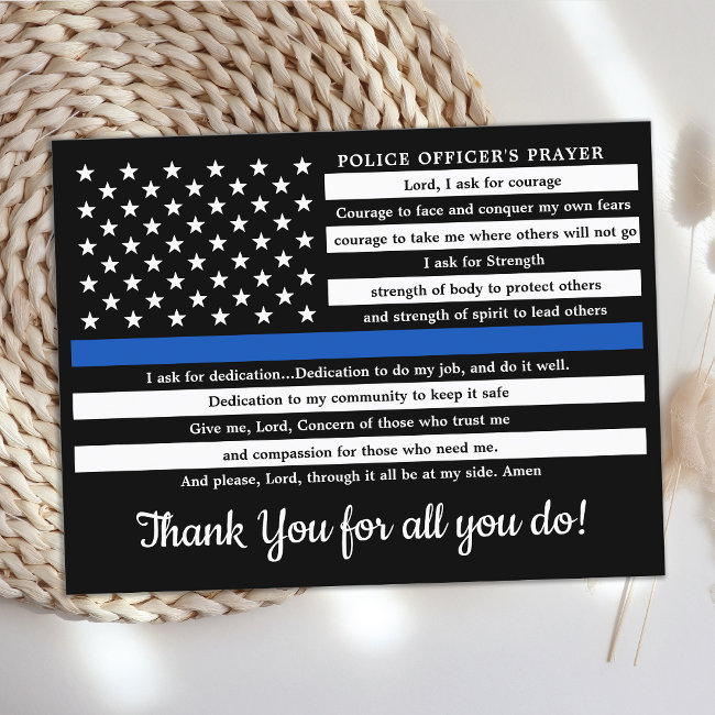 Police Officers Prayer Thin Blue Line Thank You Postinvitations