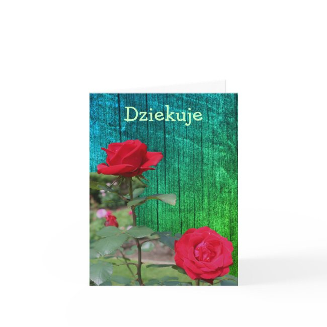 Polish Dziekuje Thank You Invitations Red Roses
