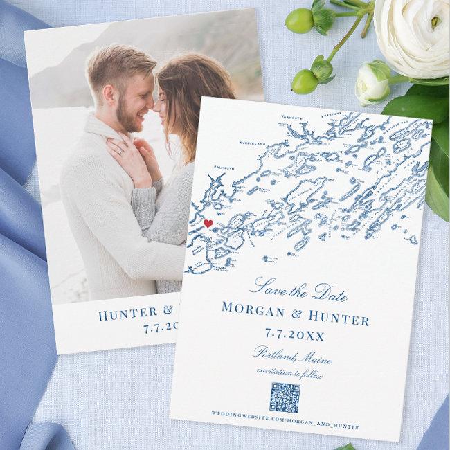 Portland Maine Casco Bay Elegant Qr Code Save The Date