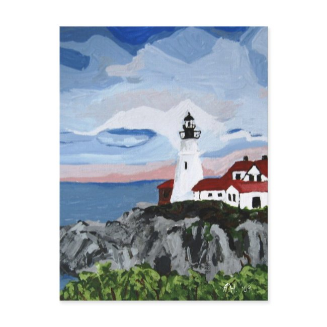 Post Invitations: Portland Head Light Painting Postinvitations